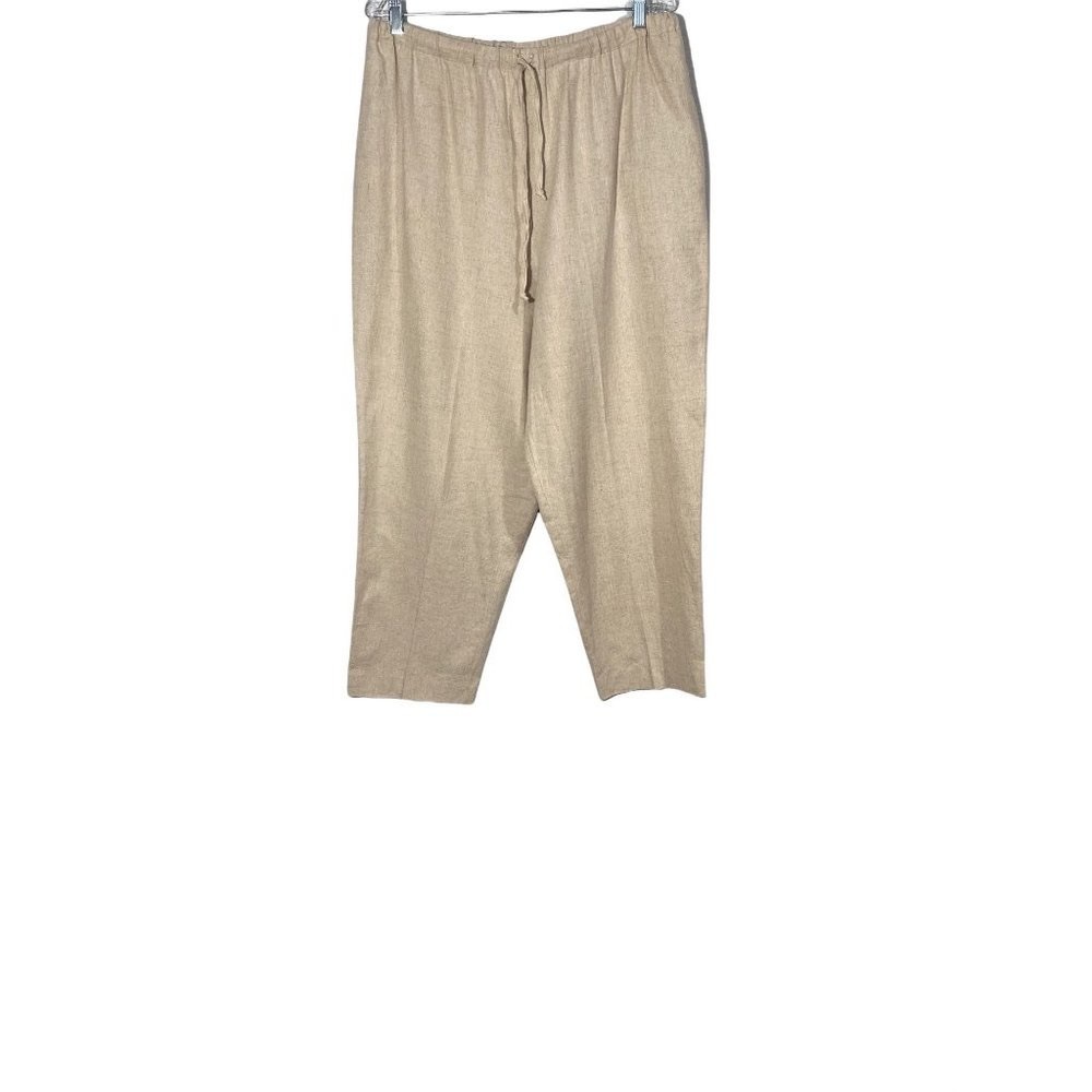 Coldwater Creek LP‎ Pants Natural Beige Linen Blend Casual Cozy High Waist